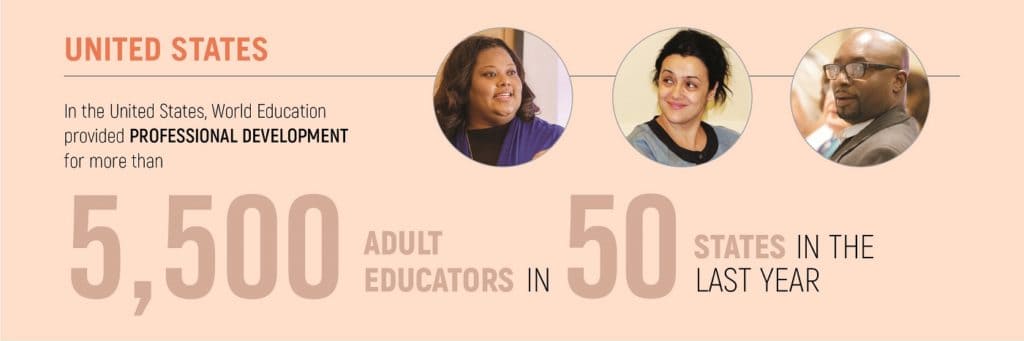 World Education has provided professional development for more than 5,500 adult educators in 50 sates in in the last year.