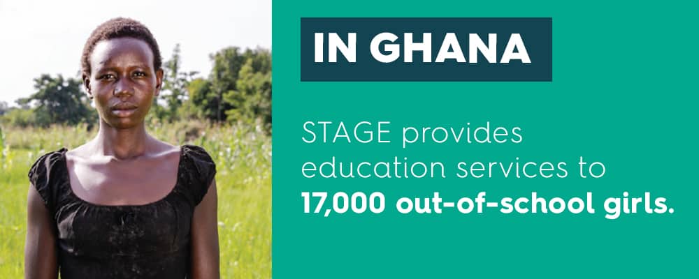 The Strategic Approaches to Girls’ Education (STAGE) project provides formal and nonformal education services to systematically marginalized girls in Ghana. 