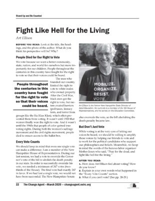Screenshot of a Change Agent article titled "Fight Like Hell for the Living".