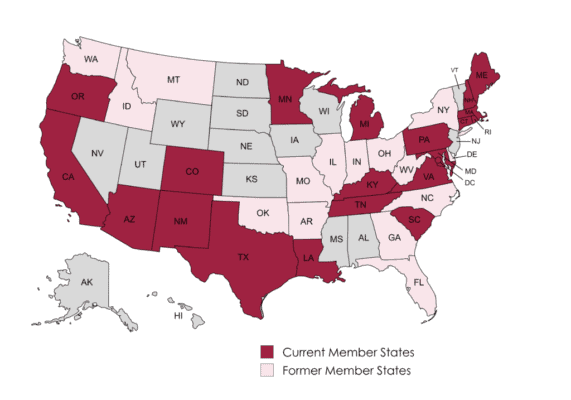 Map of IDEAL Consortium member states for the 2024-2025 program year